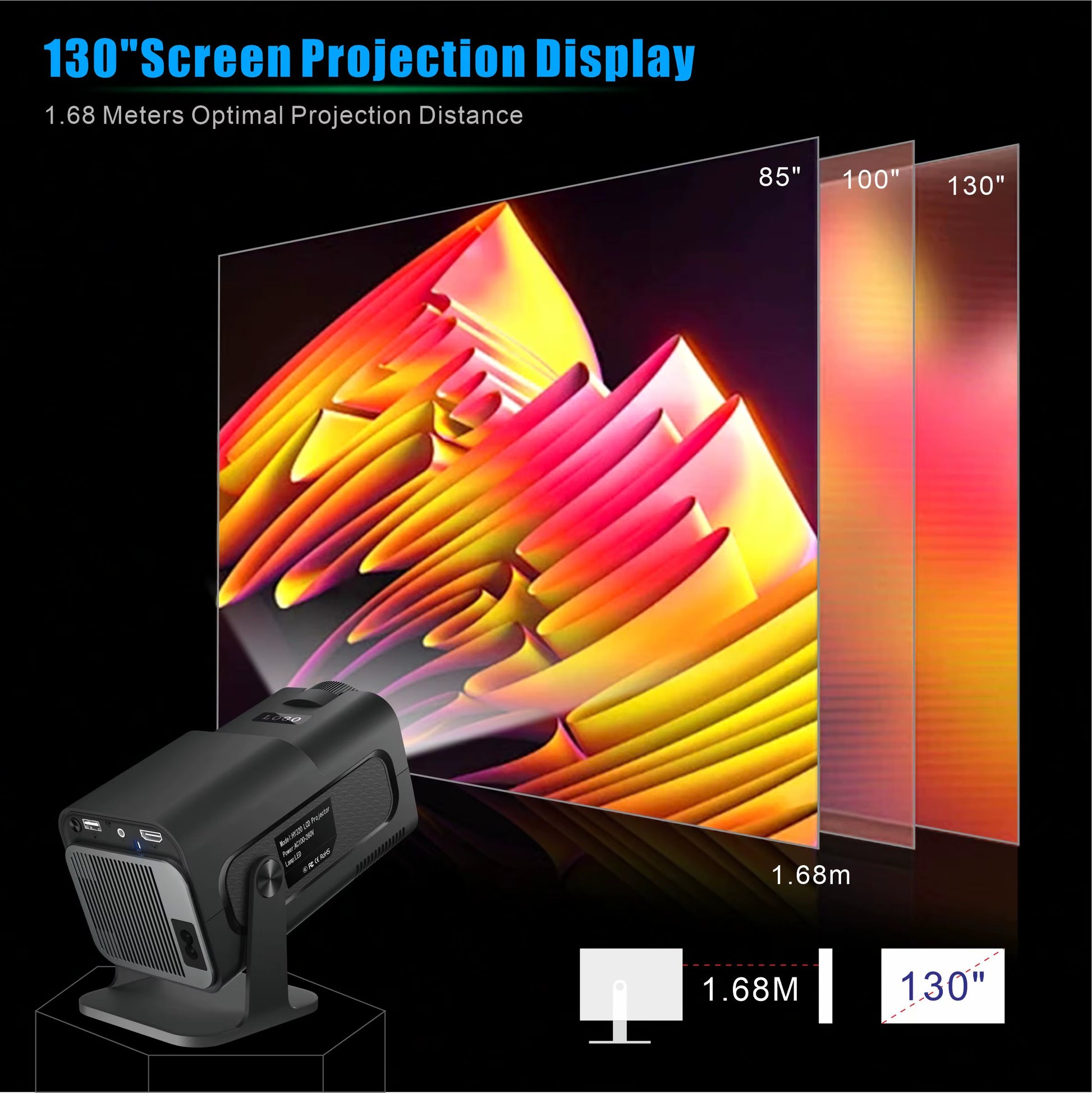 HY320 Mini Projector 720P Freestyle for SAMSUNG Xiaomi Android Iphone WIFI BT5.0 Cinema Portable 4K via HD with Handbag